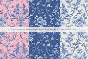 Floral Toile Print Design Patterns, a Pattern Graphic by Olya Creative (Thumbnail 4 of 26)