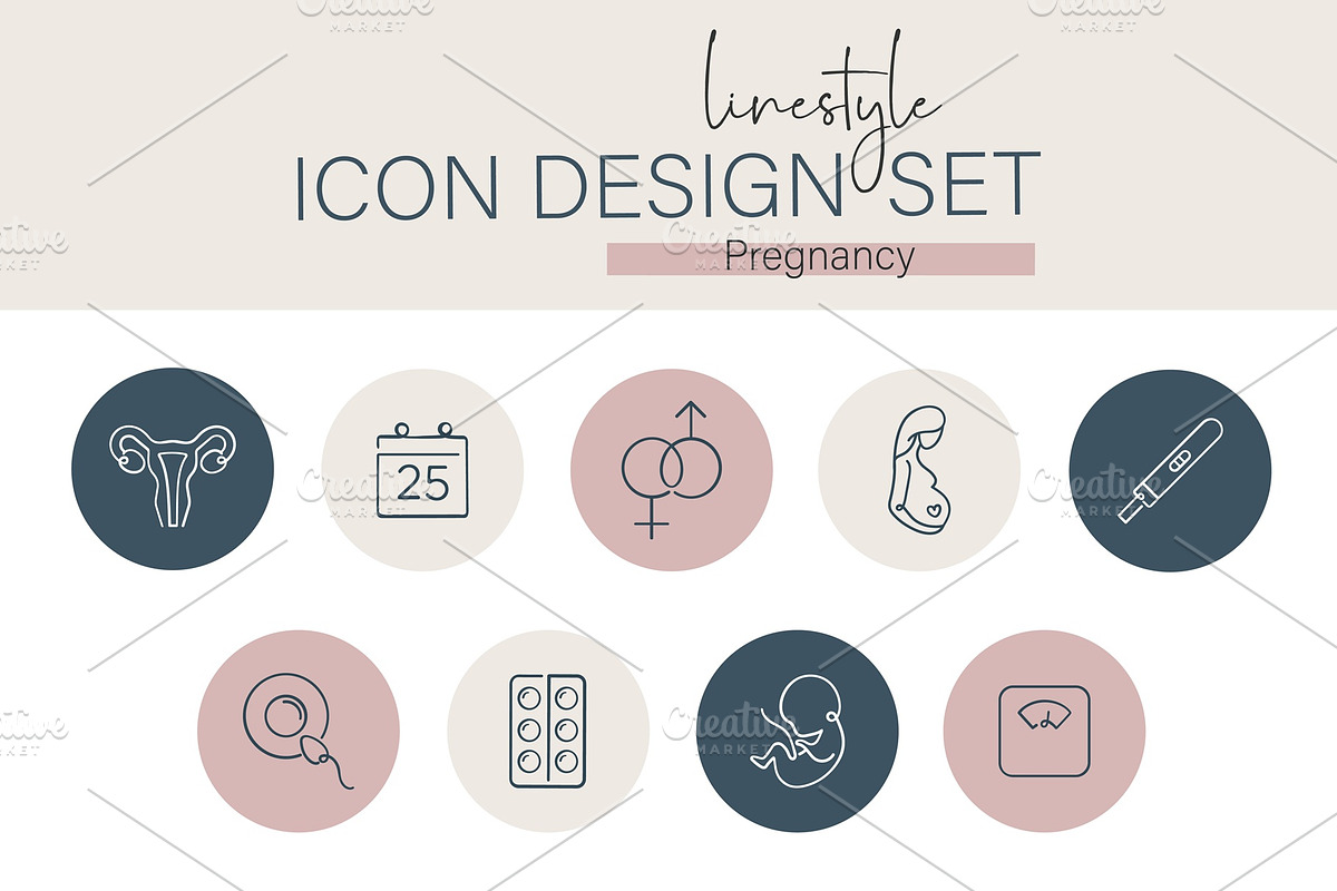 Linestyle Icon Design Set Pregnancy, an Outline Icon by pepulousdsg