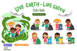 Cute Kids - Earth Day Activity, an Education Illustration by OtpirusGraphic