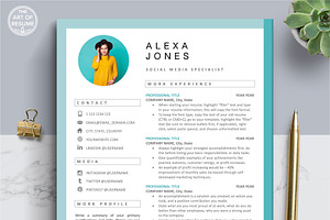 Teal Resume CV Design Photo Insert