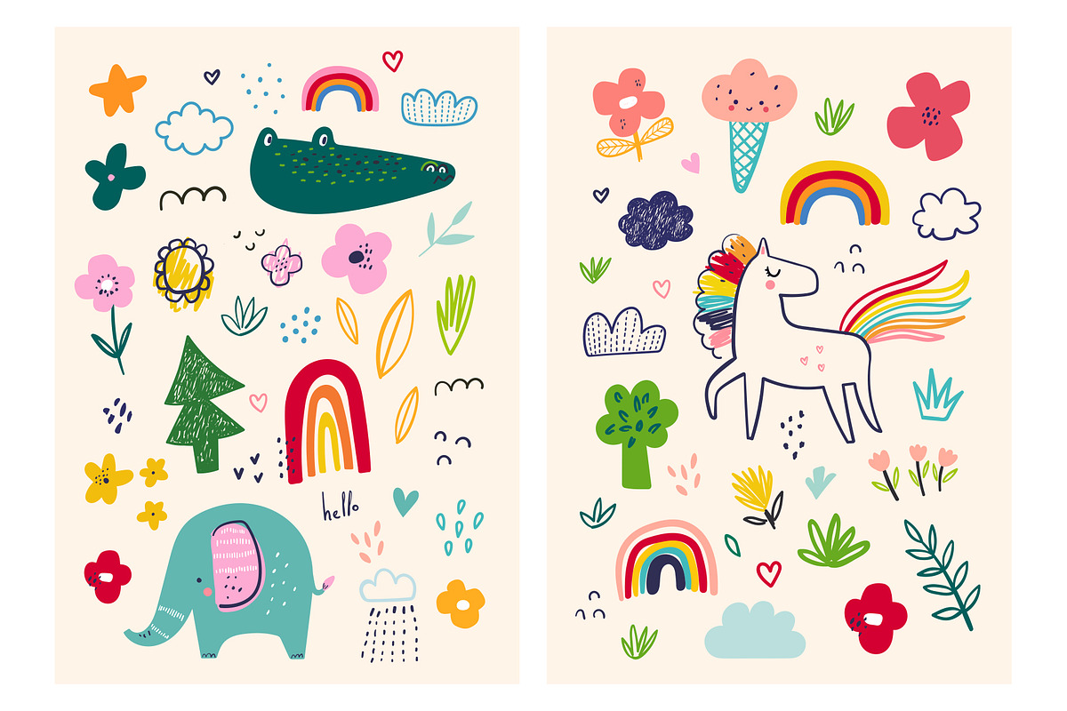 Baby hand drawn animals collection, an Animal Illustration by MoleskoStudio (Photo 6 of 11)