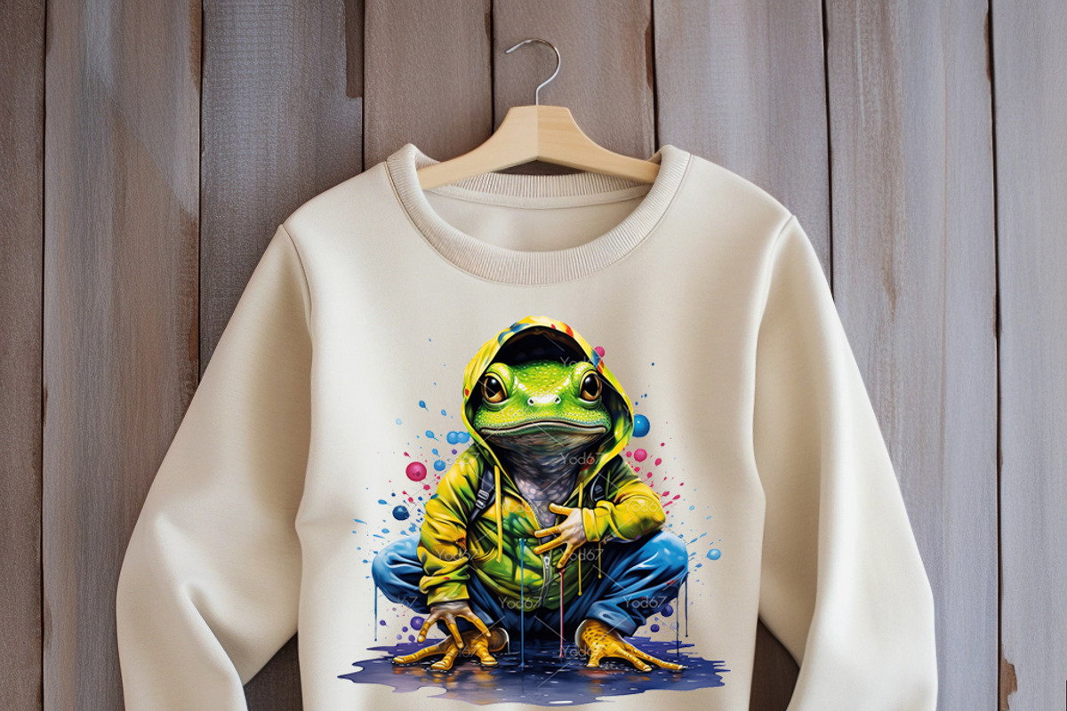 Cool frog wearing hoodie., an Animal Illustration by yod67 (Photo 4 of 9)