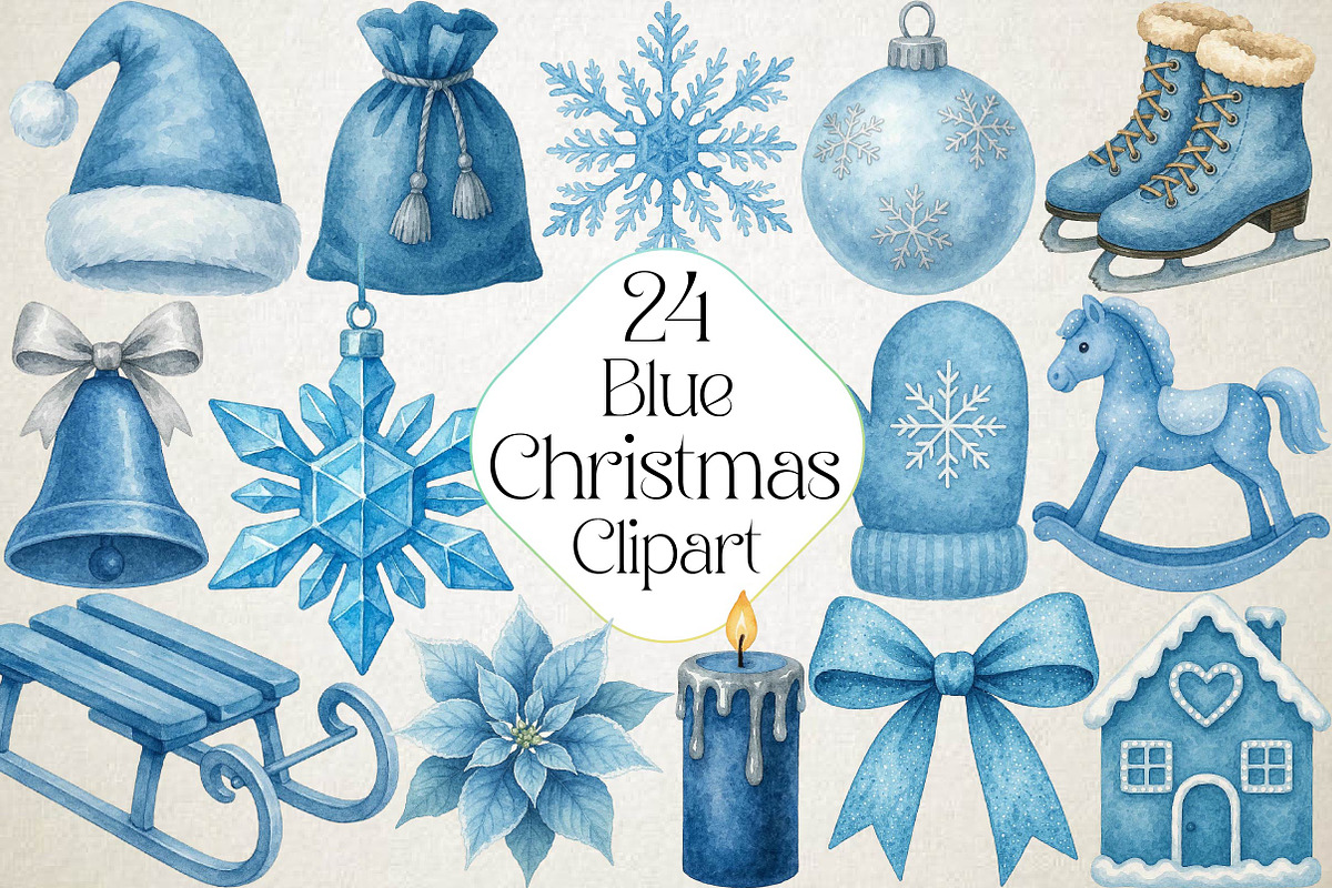 Christmas Blue Clipart PNG, an Illustration by DreamPrint404 (Photo 1 of 3)