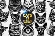 Cat Breeds SVG & PNG Bundle, an Illustration by M9 Design (Thumbnail 1 of 4)