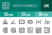 50 Math Symbols Line Icons, an Outline Icon by IconBunny