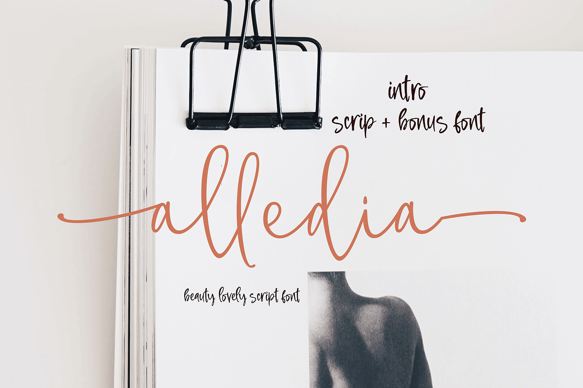 Alledia Script+Bonus, a Script Font by Meutuwah (Photo 1 of 5)