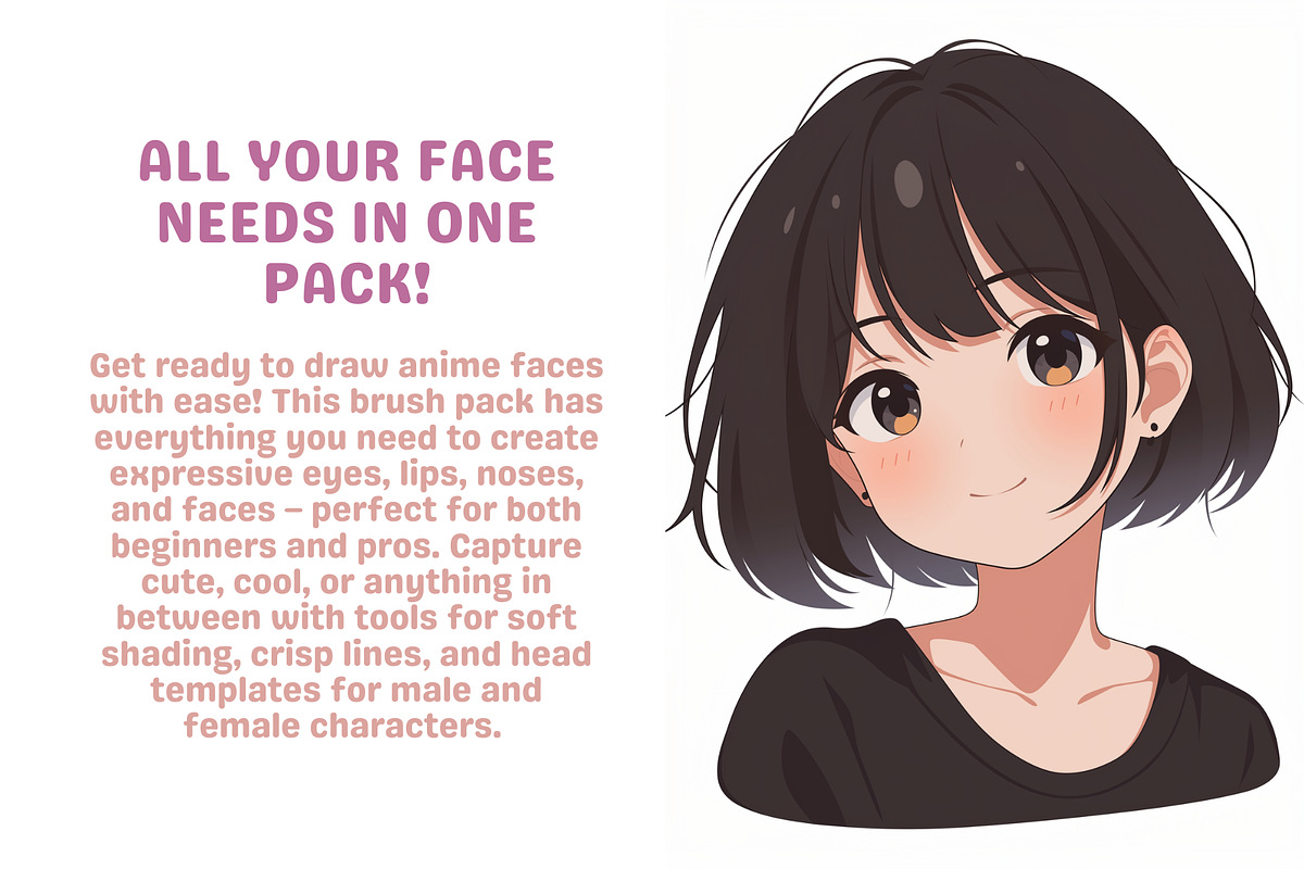 170 Face Stamps for Procreate, a Brush Add-On by Cozy Brushery (Photo 2 of 9)