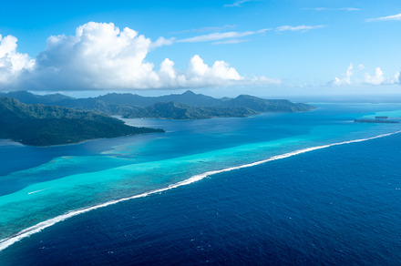 Aerial view of Tahaa island, French Polynesia, with turquoise la, a Nature Photo by GoodGoods