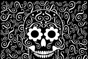 Skull Icon Ornament Black And White