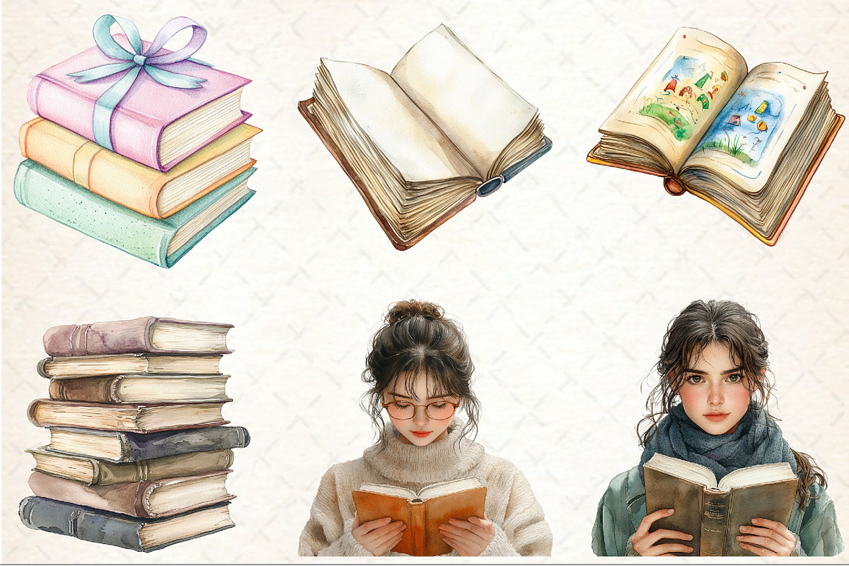 Watercolor Books Clipart, an Illustration by Rose Art (Photo 3 of 4)