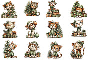 whimsical Christmas cat clipart, an Illustration by CraftArtStudio (Thumbnail 3 of 6)