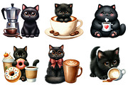 Cat Silhouette Love Coffee Clipart, an Illustration by Libby Wishes (Thumbnail 3 of 12)