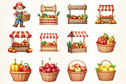 Farmers Market Watercolor Clipart, an Illustration by CrexoraLab (Thumbnail 4 of 5)