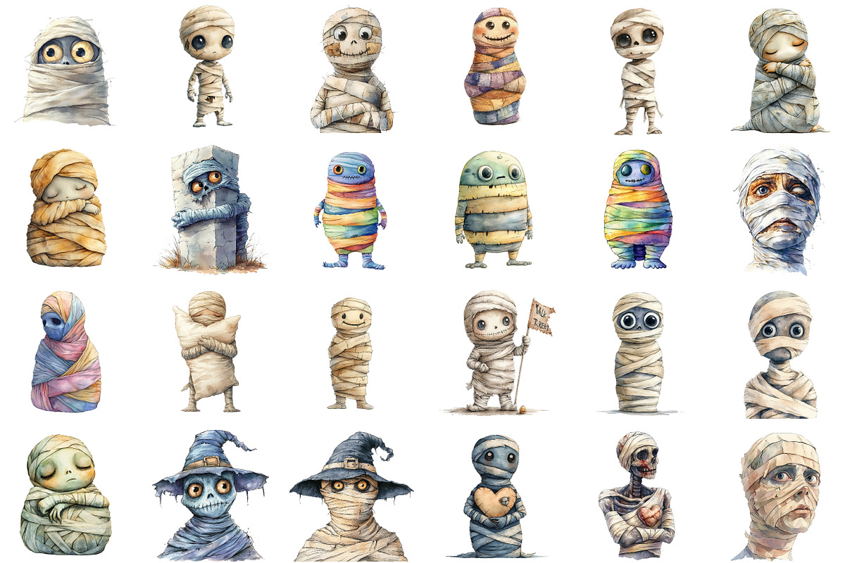 Minimalist Halloween Mummy Clipaart, an Illustration by Sublimation Artist (Photo 2 of 6)