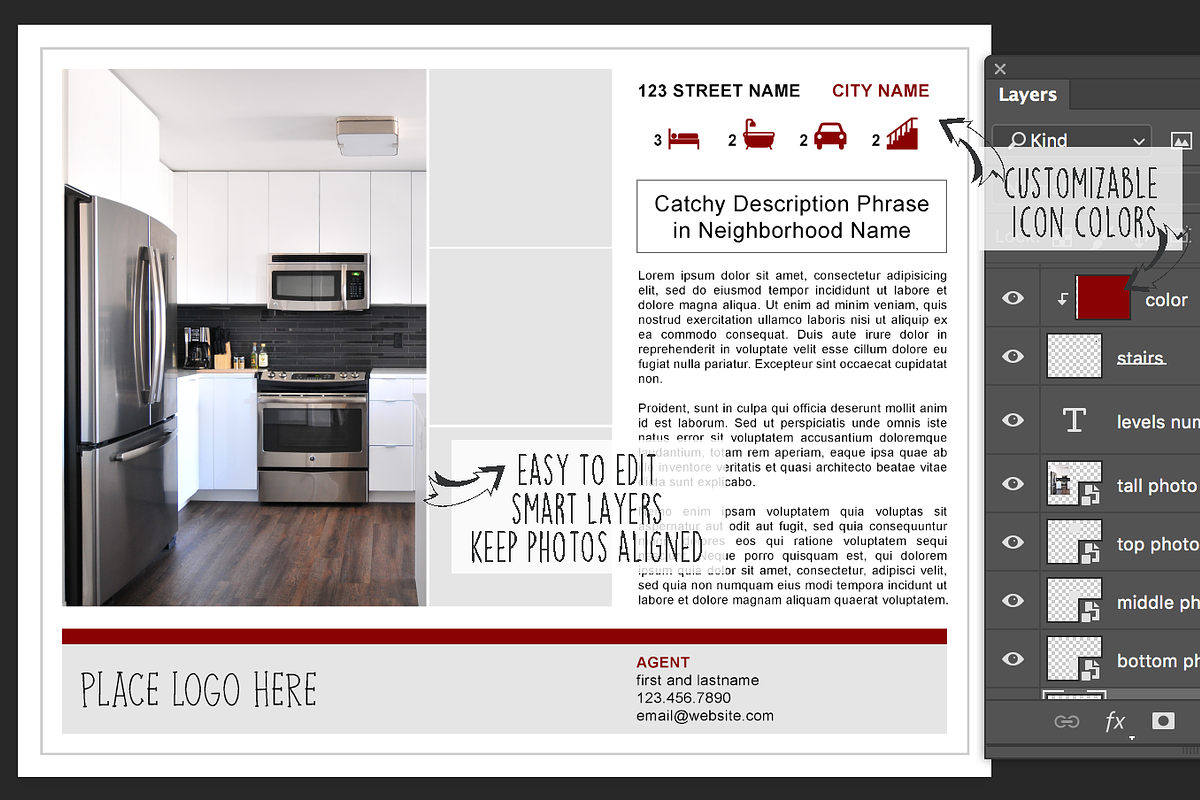 Real Estate Flyers with smart layers, a Flyer Template by Nancy Ingersoll (Photo 3 of 4)