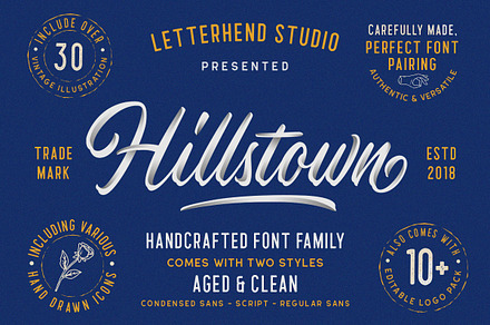 Hillstown Font Collection (+EXTRA), a Script Font by Letterhend Studio