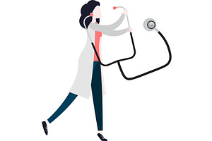 Woman doctor in lab coat with, a Healthcare Illustration by Sky Pics Studio