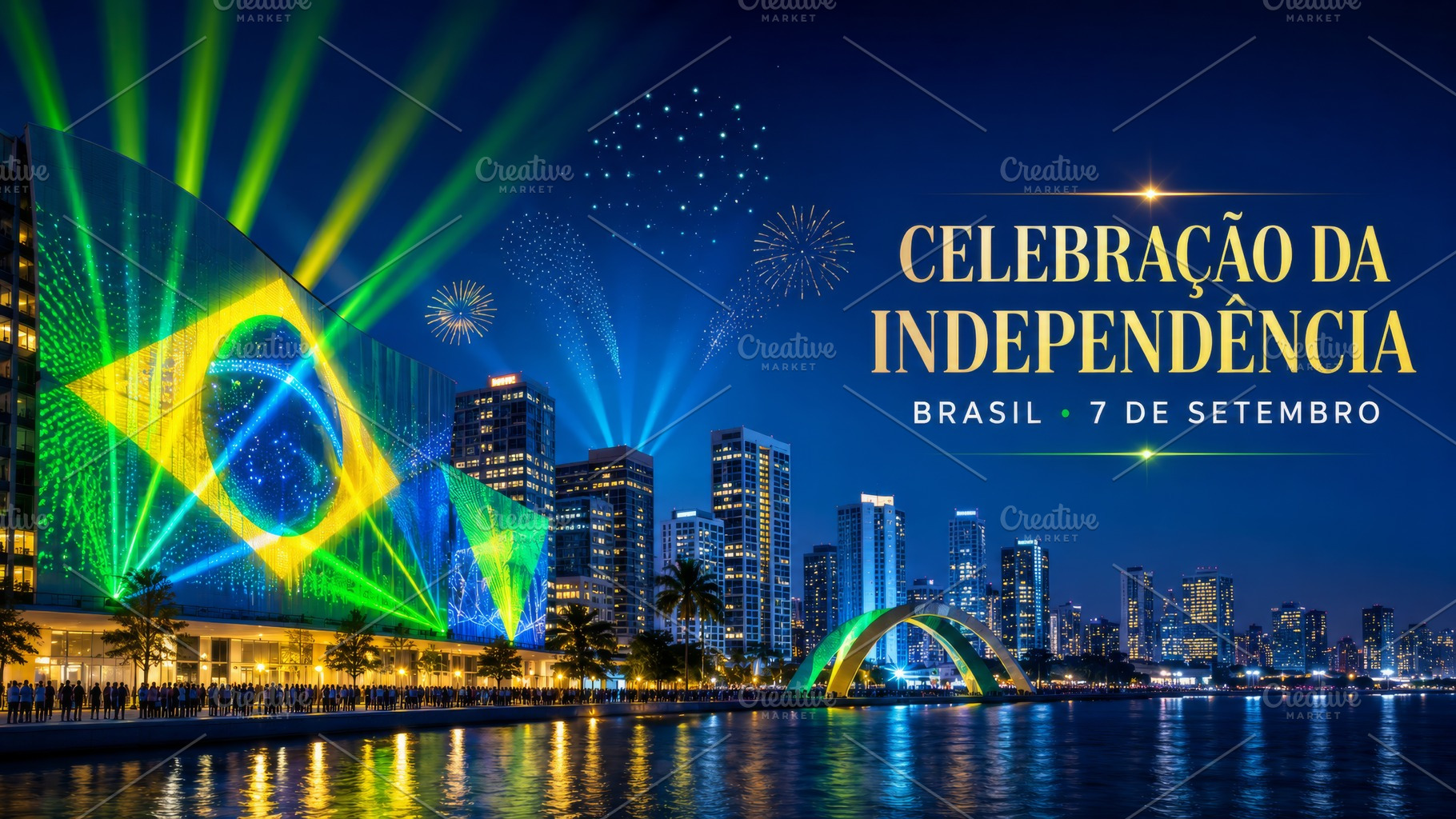 Brazil Independence Day city skyline, a Photo by Dvoevnore photos