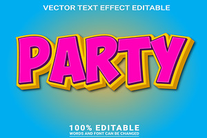 Party Vector 3d Editable Text Effect