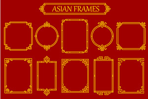 Asian chinese frames, borders, a Decorative Illustration by Vector Tradition