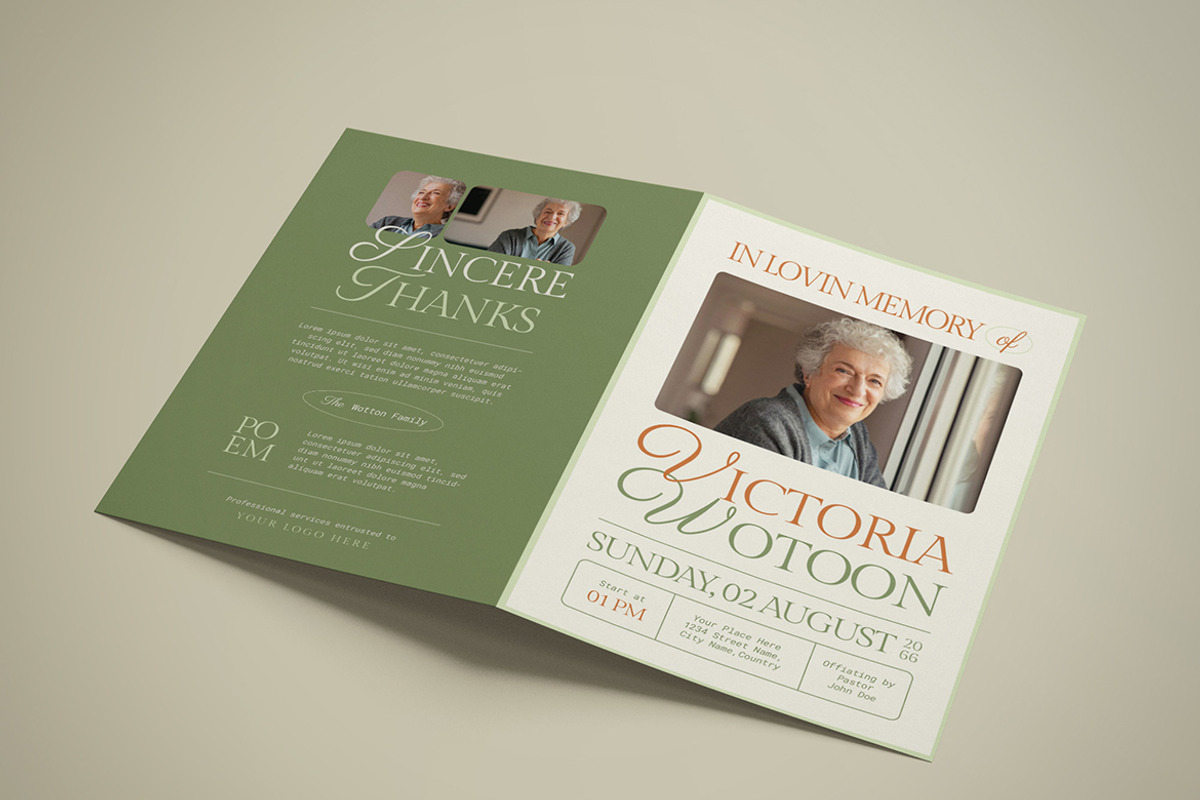 Simple Funeral Program Template, a Card Template by Vynetta (Photo 2 of 6)