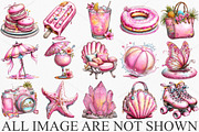 Whimsical Pink Summer Poolside Clipa, a Seasonal Illustration by Canvas Craft (Thumbnail 3 of 7)