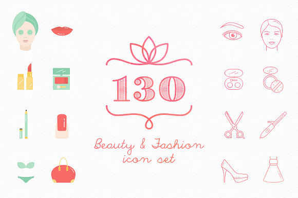 Set Of 130 Beauty Fashion Icons