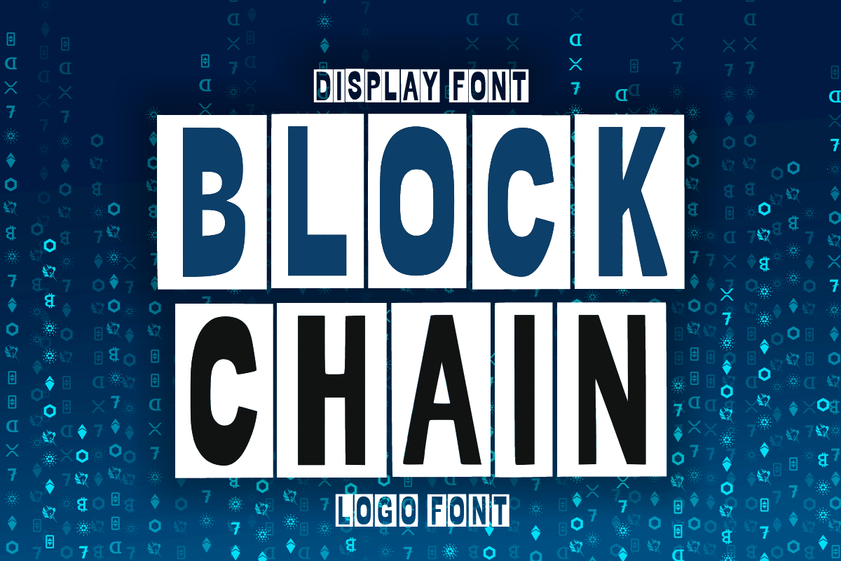 Blockchain - Modern Block Font, a Sans Serif Font by KiddoGlyphs Studio (Photo 1 of 5)