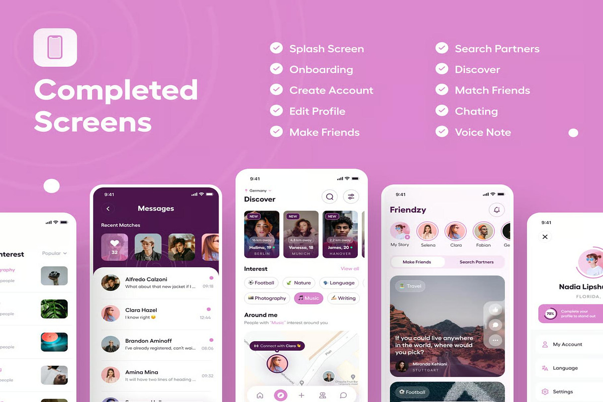 Friendzy - Dating App UI Kit, an UI Kit Template by Creative Perspective (Photo 8 of 8)