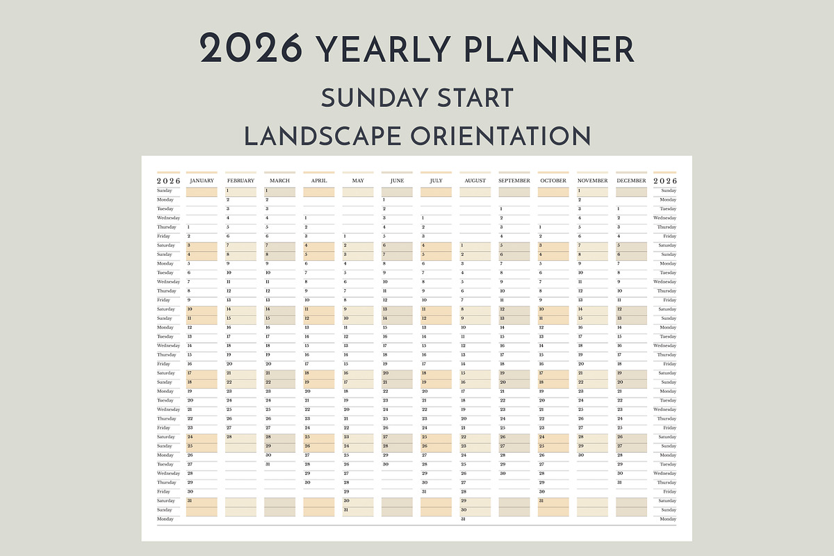 2026 Yearly Planner Sunday Start L preview 3