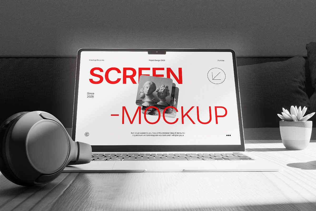 Laptop Screen Mockup, a Wearable Device Mockup by herutage (Photo 4 of 4)