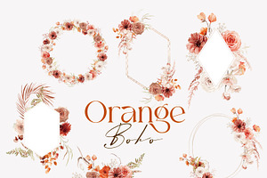 Watercolor Flower - Orange Boho