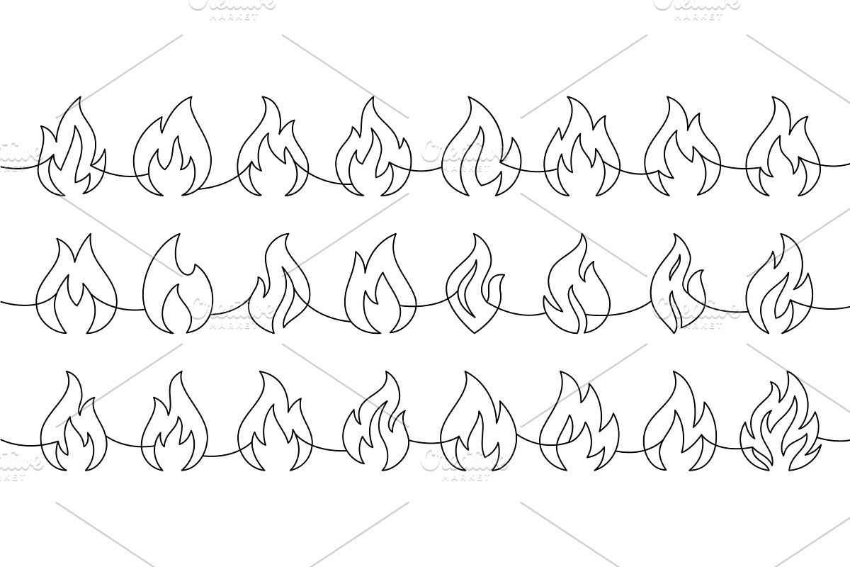 Line art of fire flame. Vector, a Texture Illustration by GraphiShop