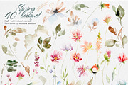 Watercolor flowers spring bouquet, an Illustration by RushkinaAntonina (Thumbnail 5 of 7)