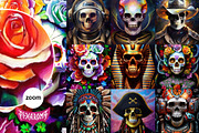 Skulls Bundle - Oil Paintings, an Illustration by pixaroma (Thumbnail 4 of 15)