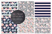 Blush & Dusty Blue Floral Clipart, a Decorative Illustration by whiteheartdesign (Thumbnail 10 of 11)