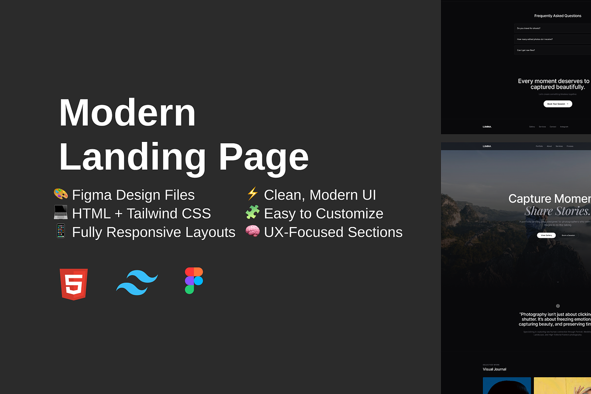Lumina Photography Landing Page, a Landing Page Template by PetersTouch Creative (Photo 1 of 3)