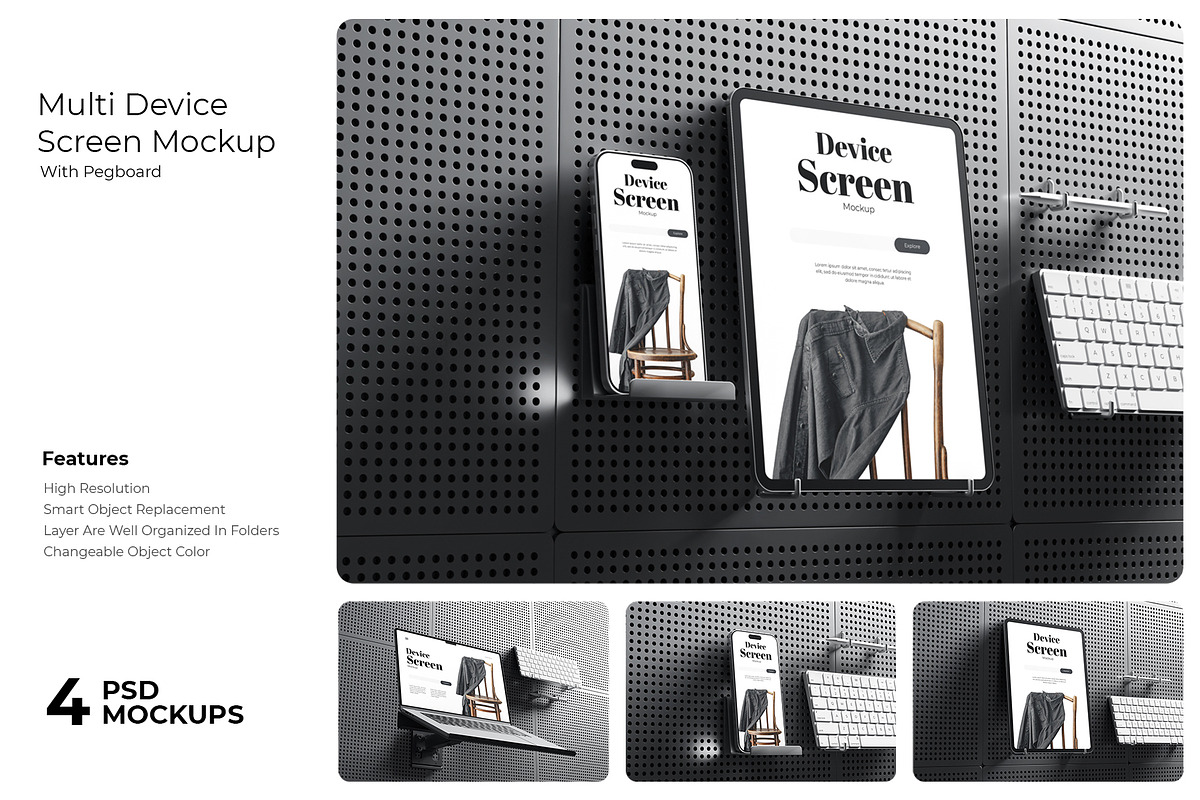 Device Screen Mockup With Pegboard, a Device Mockup by Rizky Audymas (Photo 1 of 7)