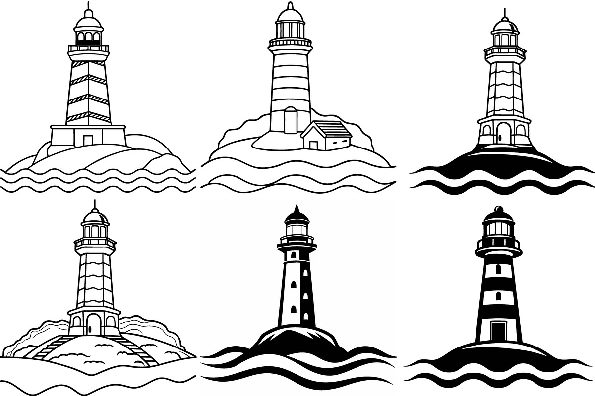 Lighthouses on Rocky Islands, an Object Graphic by Billah Hub