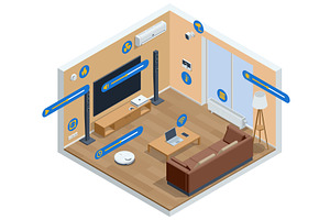 Smart Living Room. Isometric, a Technology Illustration by Golden Sikorka