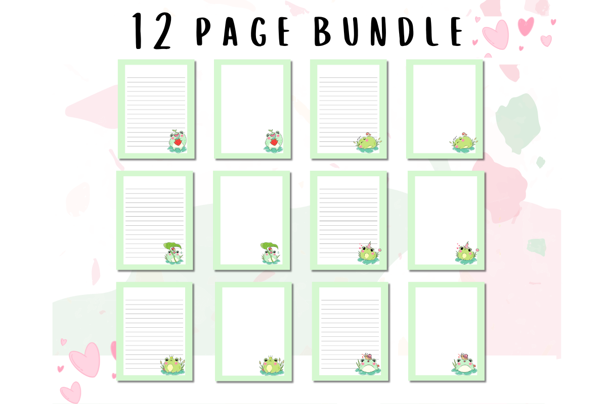 Cute Frog Stationery Printable PNG, a Stationery Template by Pixels N Bows (Photo 2 of 4)