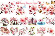 Japanese Cherry Blossom Clipart, an Illustration by DreamCafeArt (Thumbnail 1 of 7)