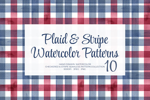 Plaid & Stripe Watercolor Patterns, a Texture Illustration by YarovaArt