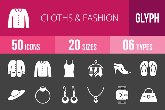 50 Clothes Fashion Glyph Inverted
