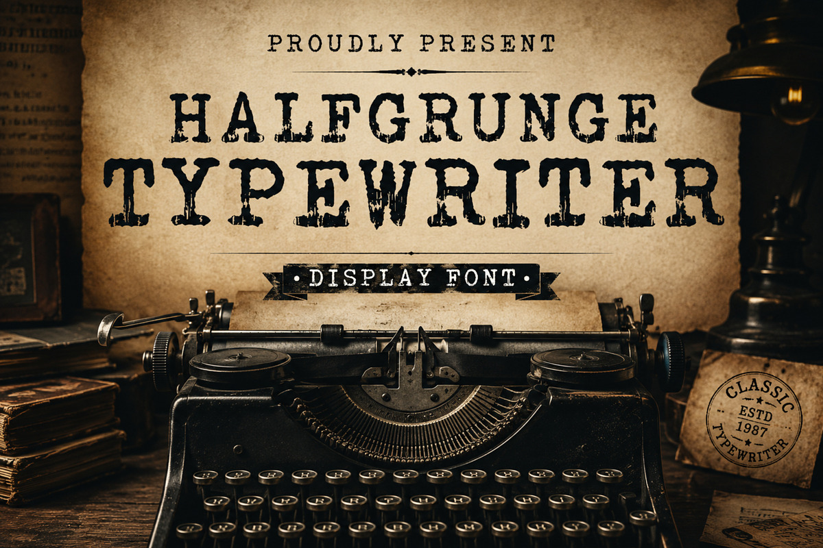 Halfgrunge Typewriter, a Slab Serif Font by Limited.studio (Photo 1 of 4)
