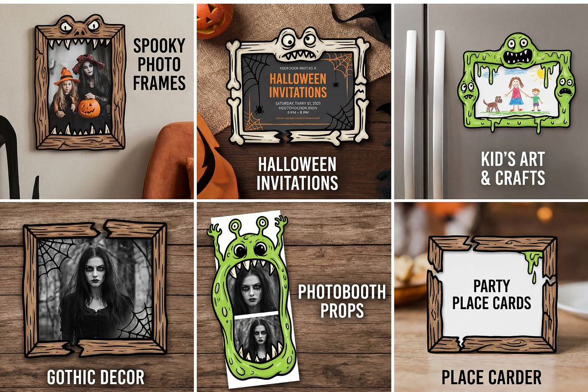 Spooky Monster Frame Clipart Set, a Decorative Illustration by PassionPNGcreation (Photo 7 of 7)