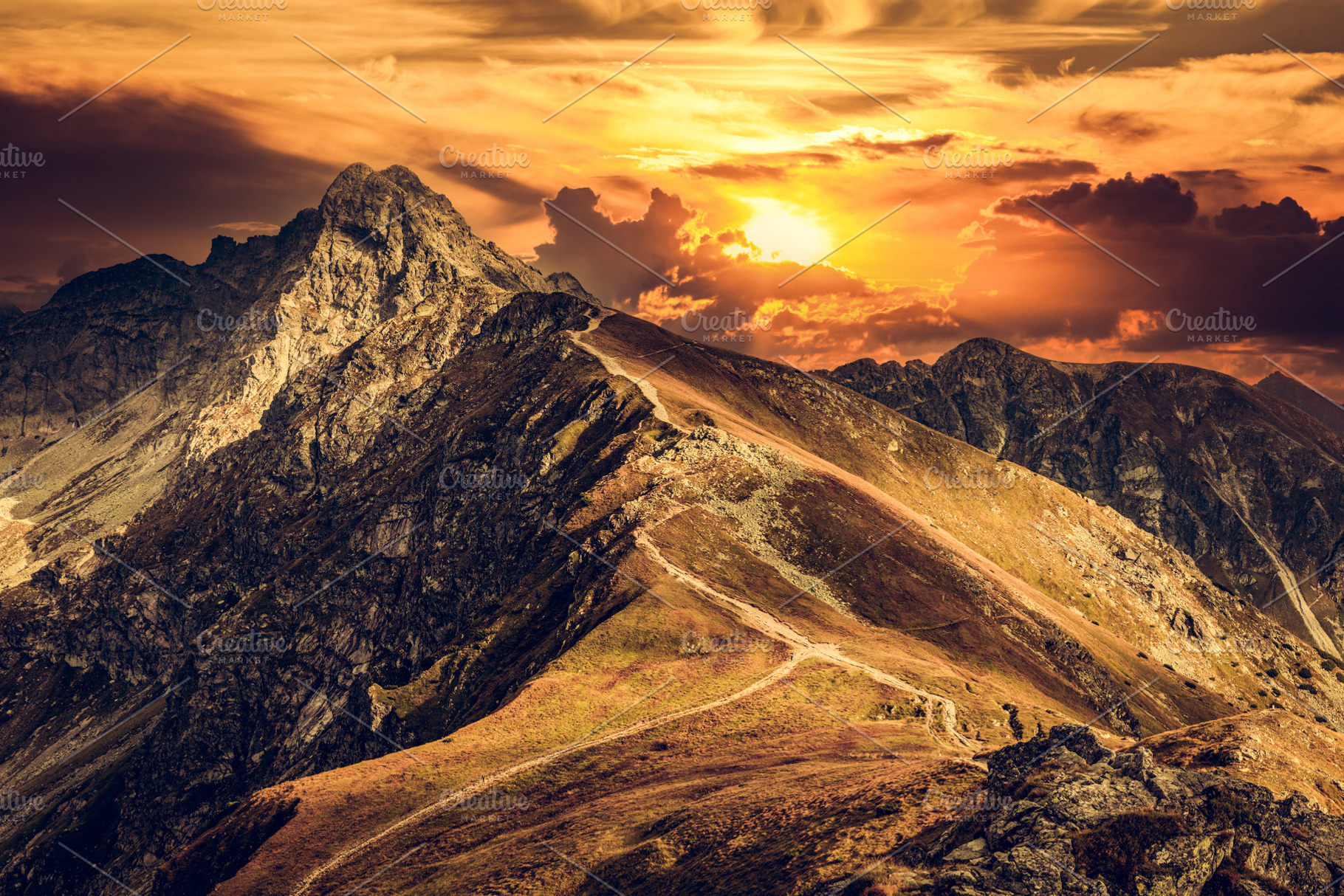 Mountain peaks at sunset., a Nature Photo by Photocreo Michal Bednarek