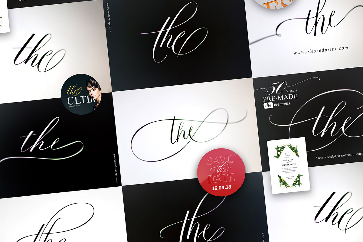 Fifty pre-made elements of THE, a Symbol Font by Blessed Print (Photo 20 of 20)