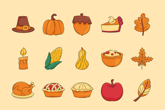 Thanksgiving Cartoon Set preview 2