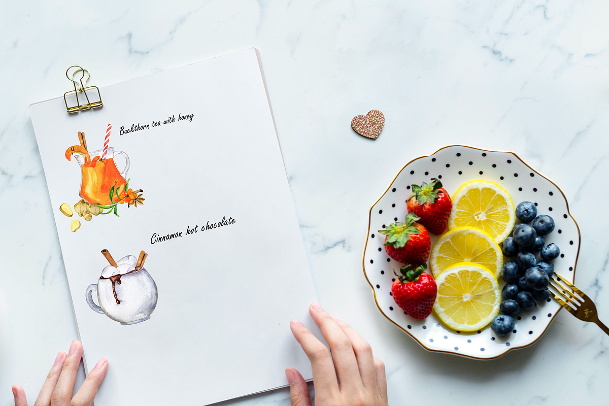 Winter hot drinks watercolor set, a Food Illustration by Watercolor & sketches (Photo 3 of 4)